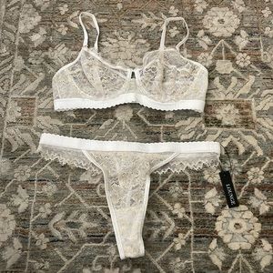 Lounge Desire White and Gold Balcony Bra and Panty Set
